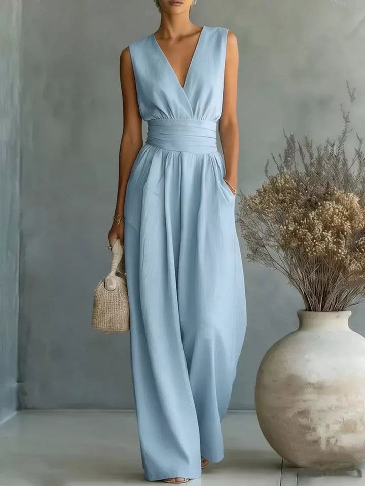 Full Size Sleeveless Wide Leg Jumpsuit Plus Size
