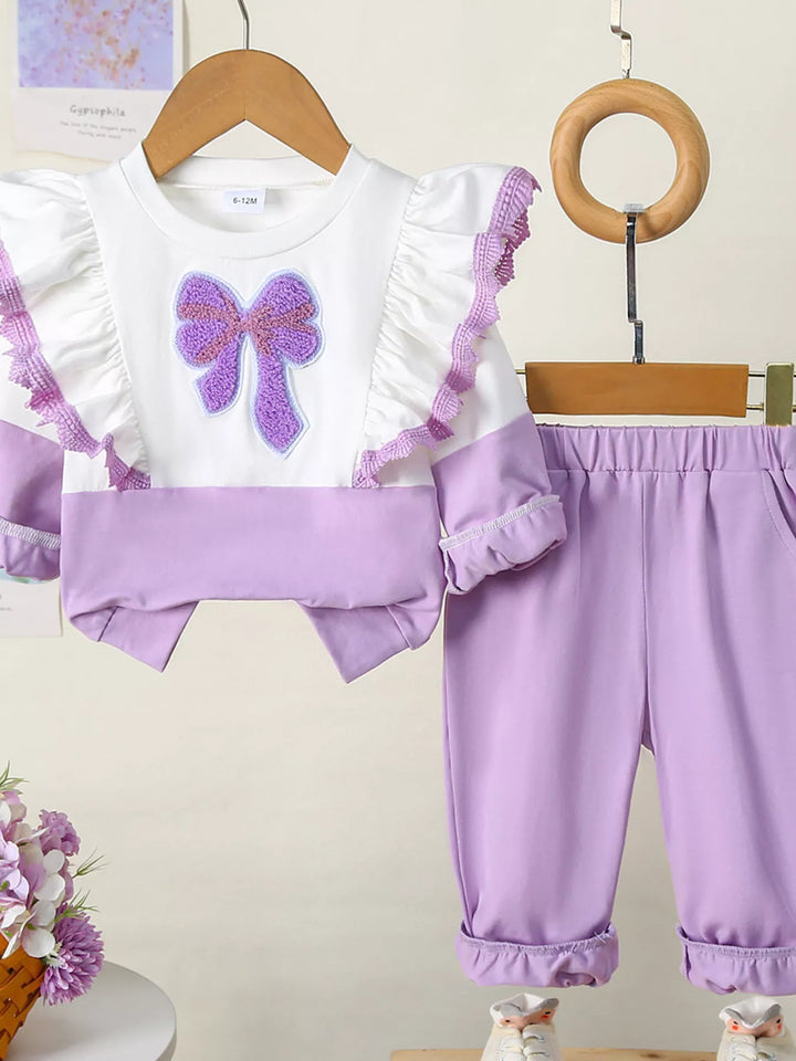 Children's Flower Long Sleeve Top and Pants Set