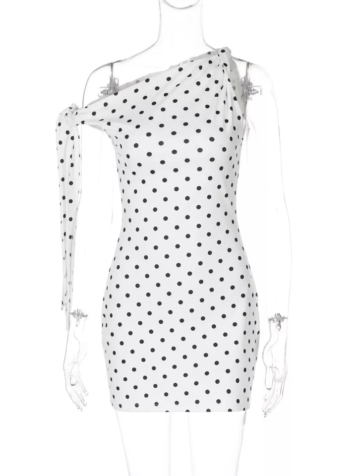 Polka Dot Sleeveless Mini Dress with Bow Accents