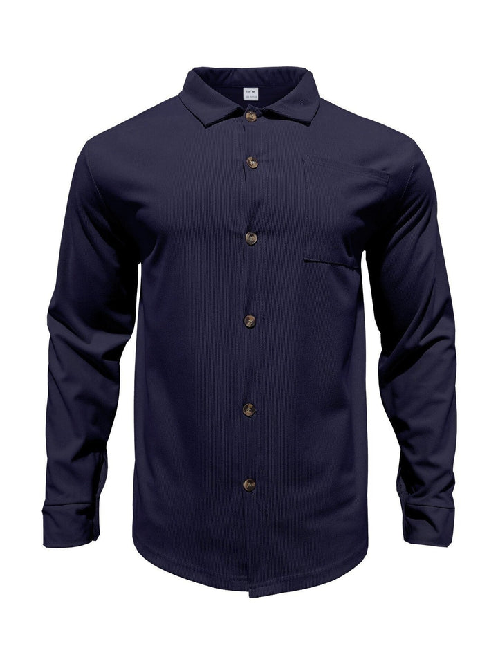 Men's Full Size Button Up Long Sleeve Shirt and Pants Set Plus Size