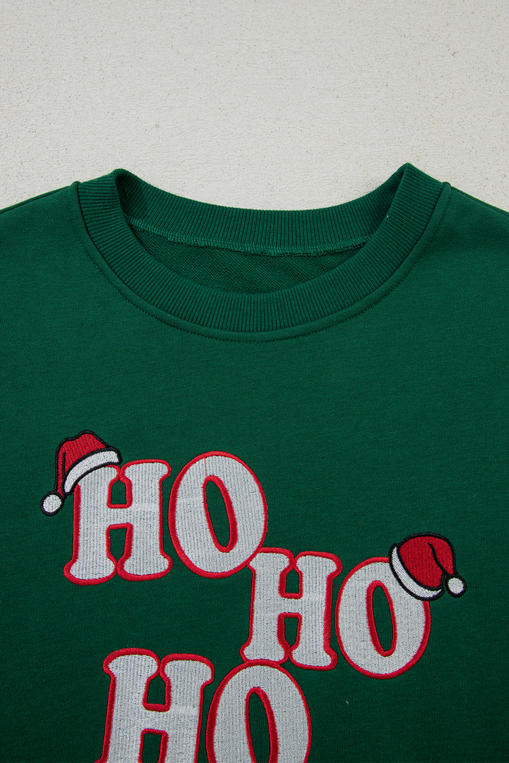 Evergreen Embroidered Letter Graphic Christmas Fashion Sweatshirt
