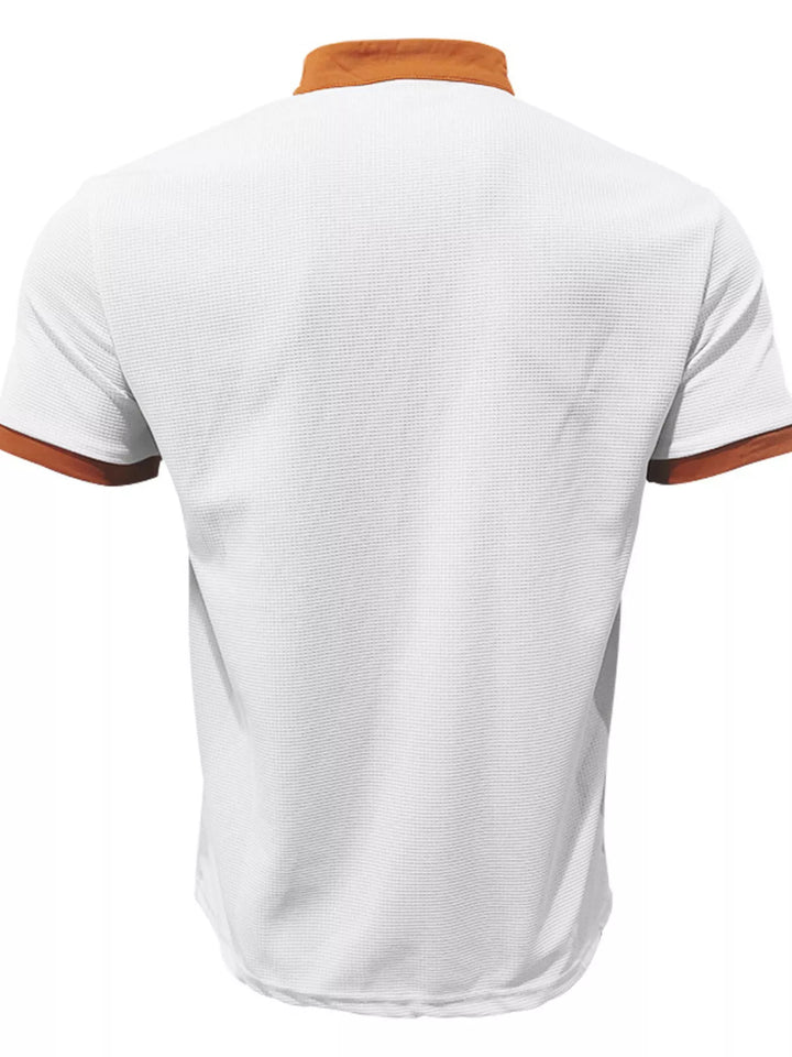 Men's Full Size Lace-Up Neckline Short Sleeve T-Shirt Plus Size