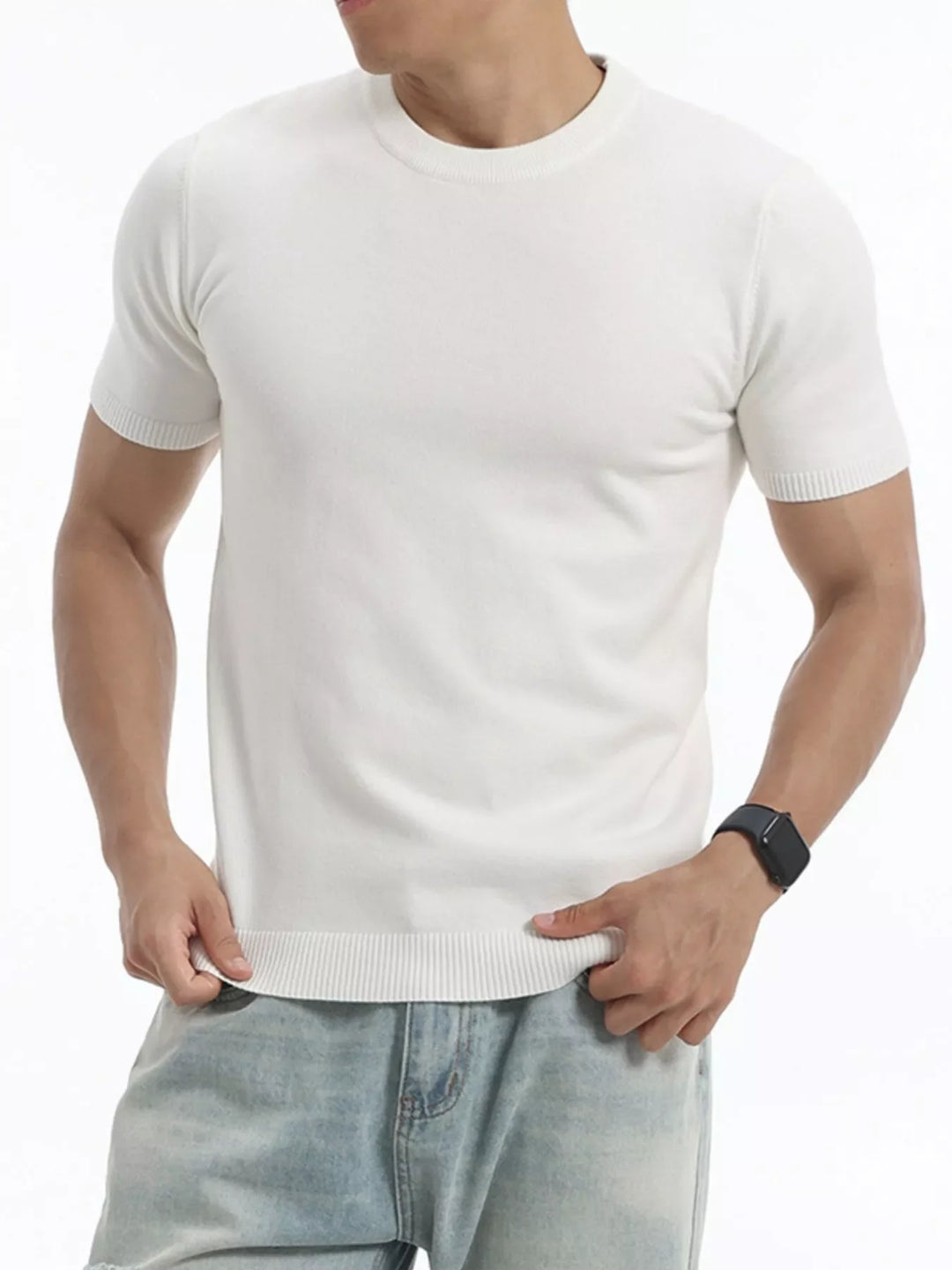 Men's Plus Size Casual Short Sleeve Knit Top
