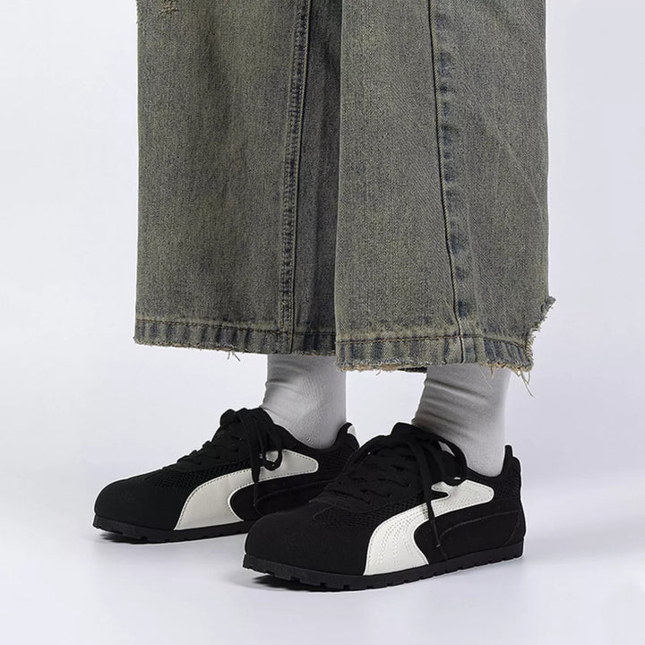 Contrast Lace Up Casual Sneakers
