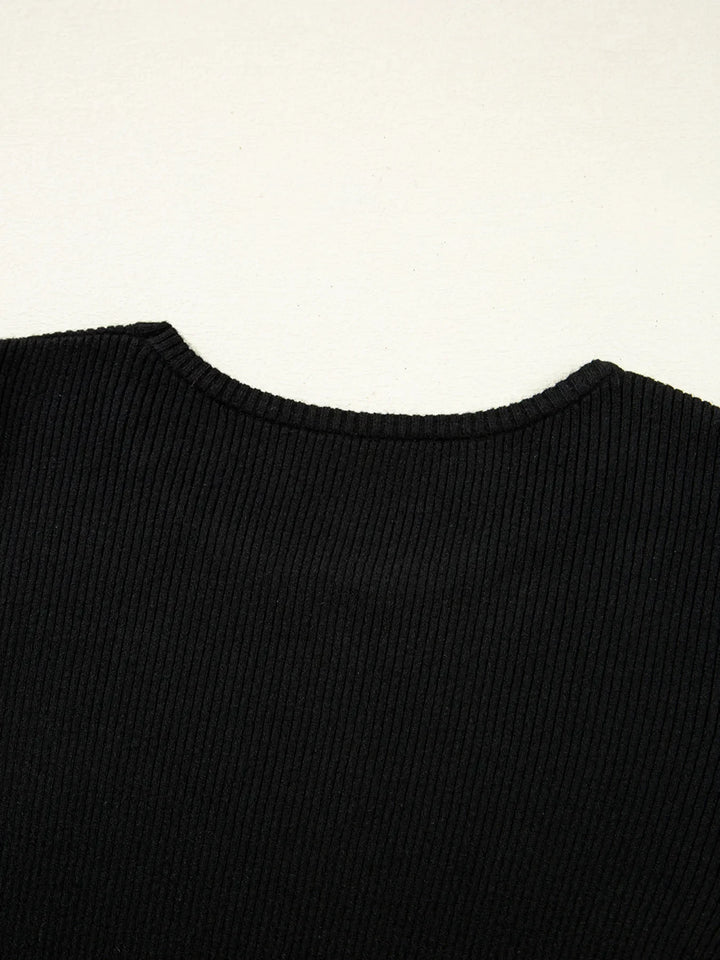 Ribbed Knit Cold Shoulder Sweater