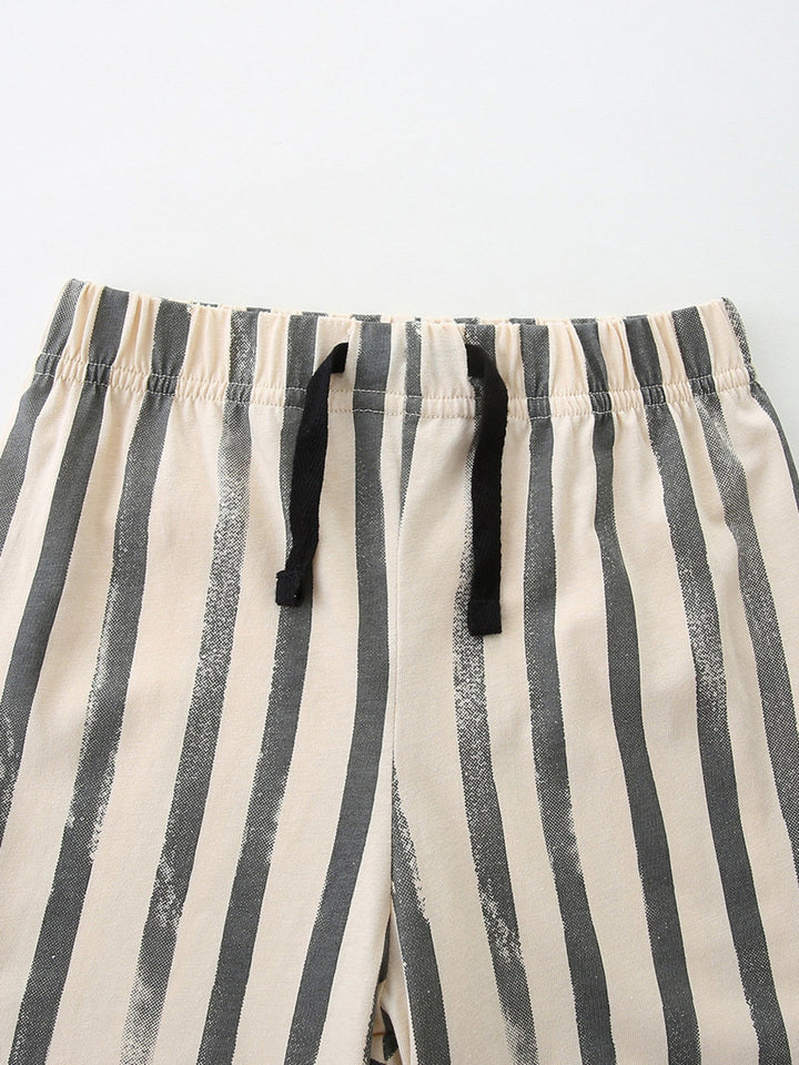 Children's Zebra Short Sleeve Tee and Striped Shorts Set