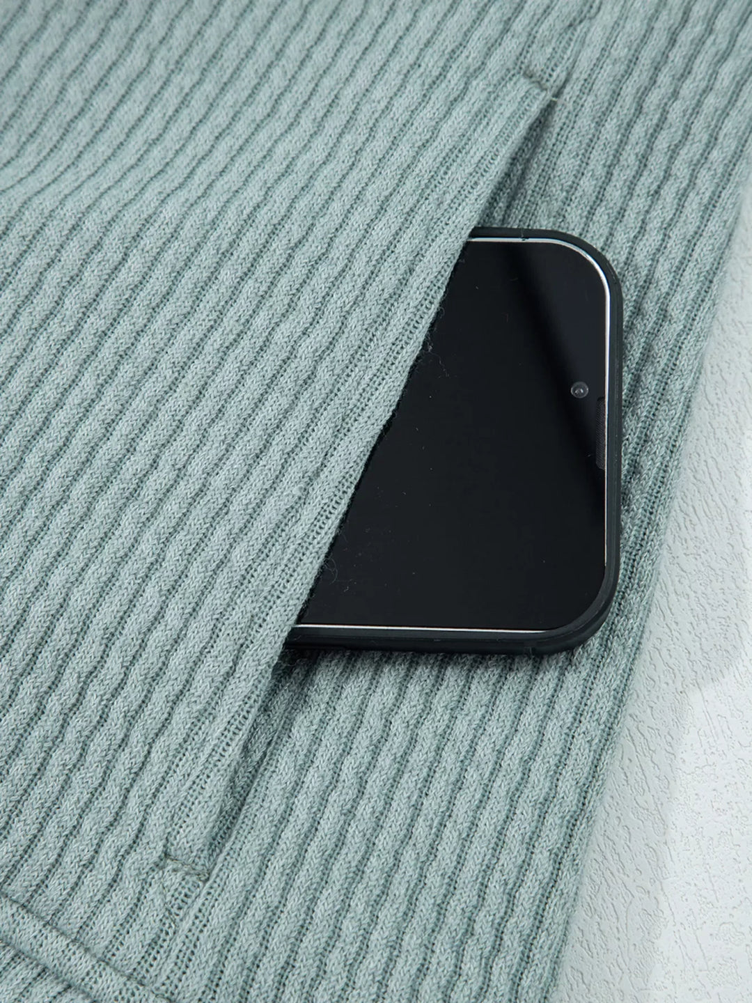 Ribbed Drop Shoulder Knit Hoodie