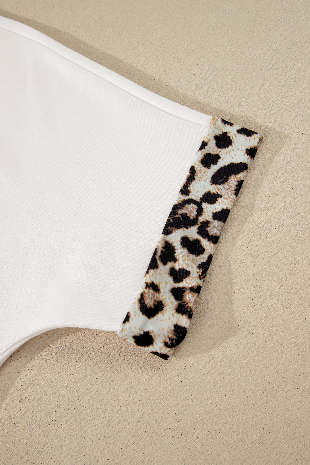 White Contrast Leopard Bow Patched Short Sleeve T Shirt Long Dress