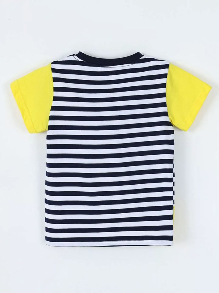 Children's Giraffe Embroidered Striped T-Shirt