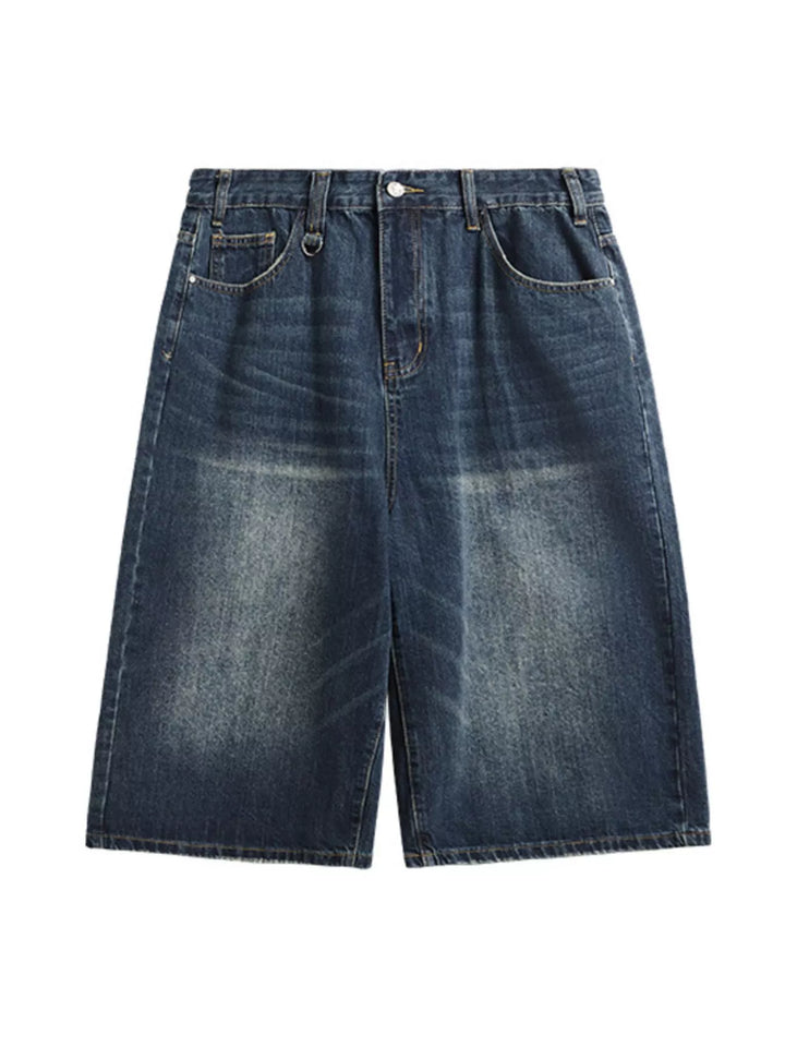 Men's Washed Wide Leg Demin Shorts