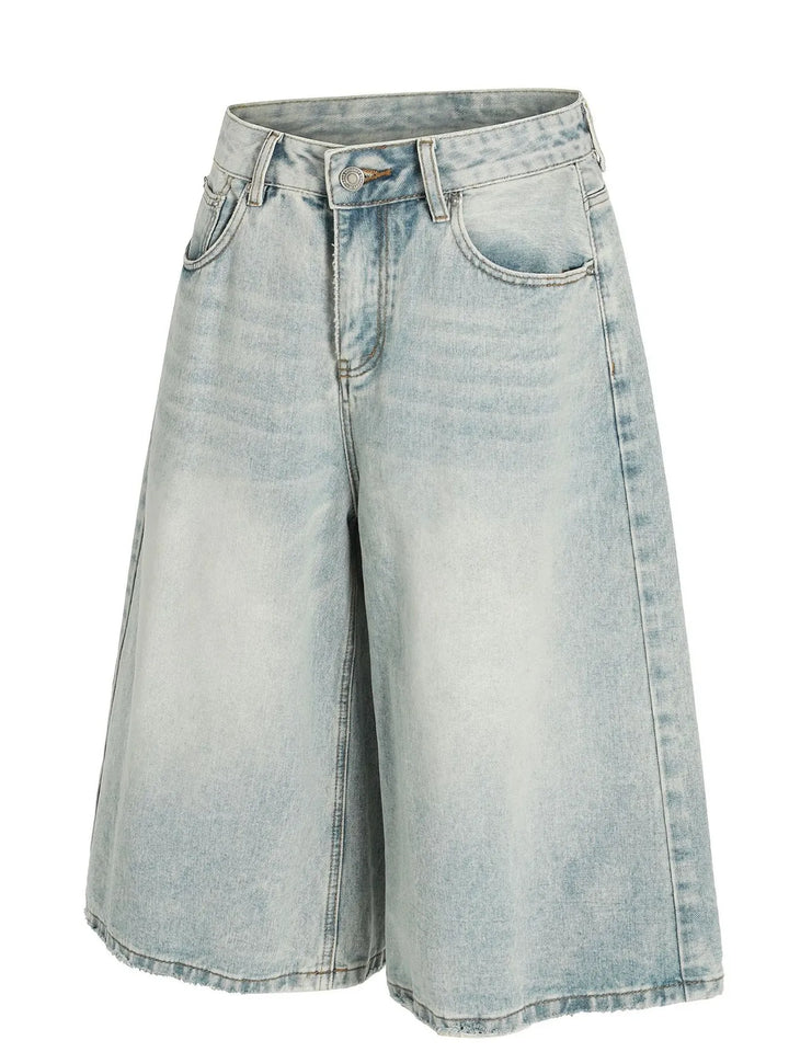 Men's Wash Wide Leg Denim Shorts