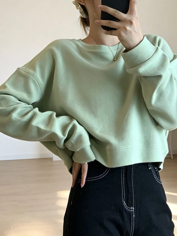 Crew Neck  Drop Shoulder Sweatshirt