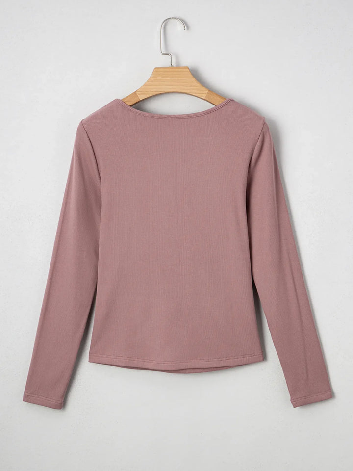 Ruched Front Long Sleeve T-Shirt