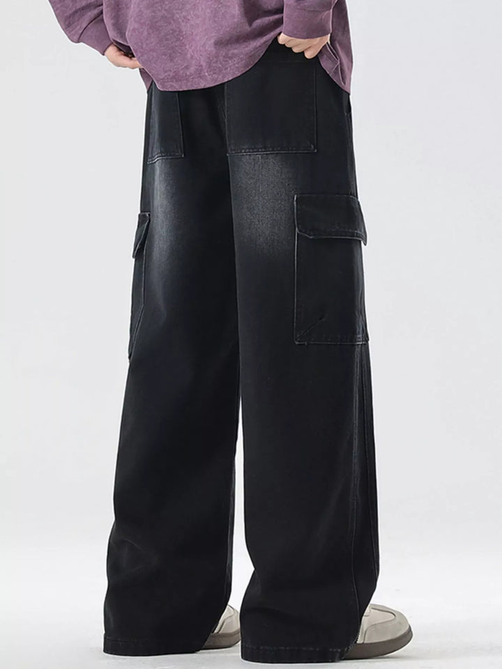 Men's Full Size Wash Wide Leg Cargo Jeans Plus Size