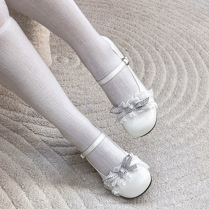 Sweet Lolita Shoes Lolita Shoes New High Heels Cute Lace Bow Girl Mary Jane Single Shoes