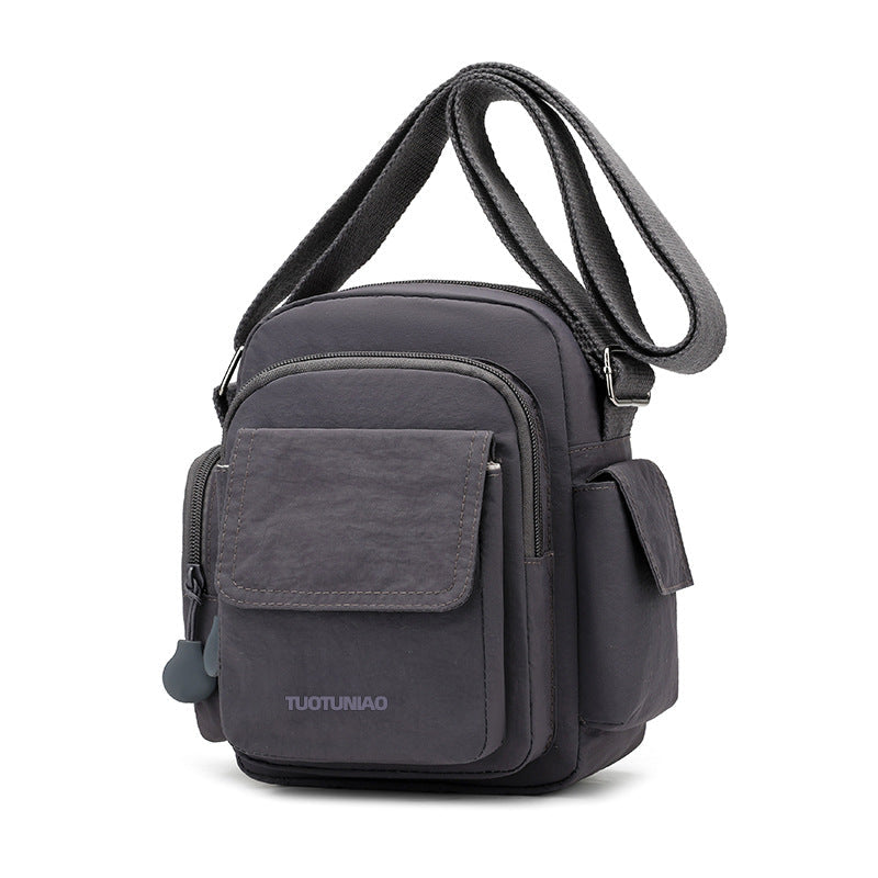 Multi-Pocket Lightweight Nylon Crossbody Bag