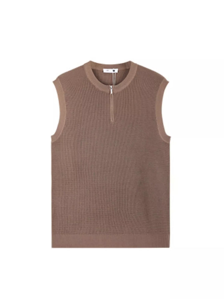 Men's Plus Size Knitted Zip-Up Tank