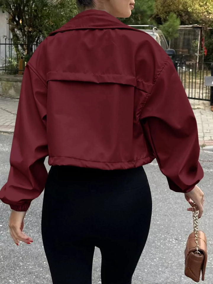 Drawstring Hem Zip Up Jacket