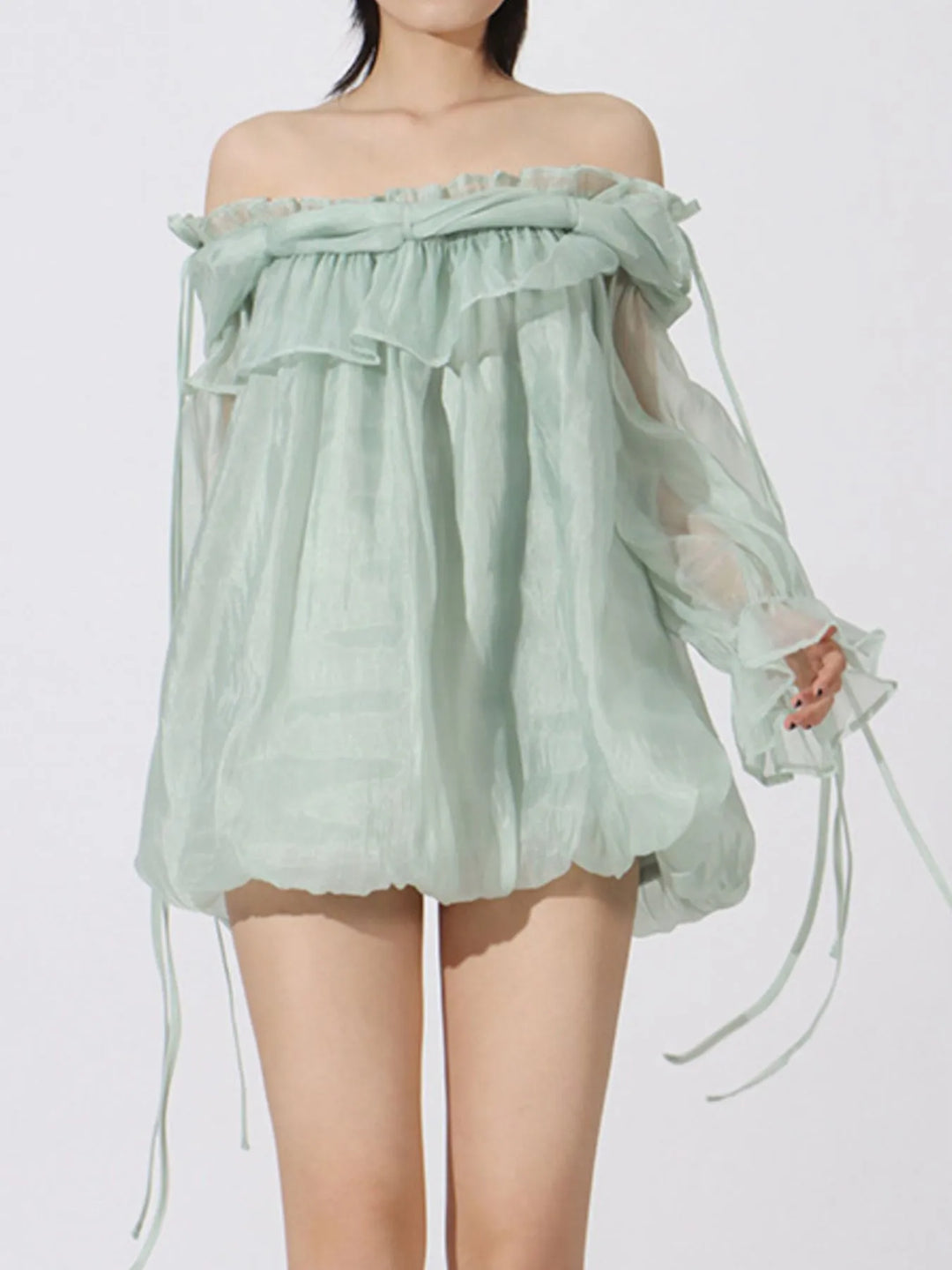 Ruffled Off-Shoulder Flounce Sleeve Blouse