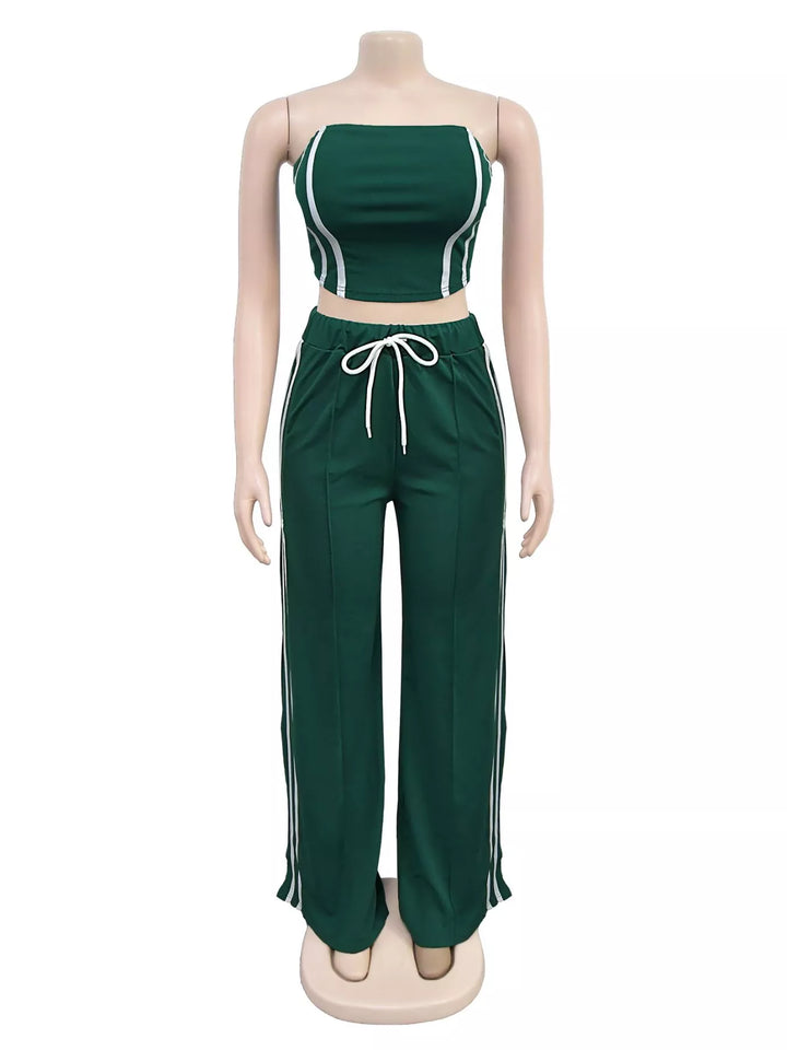 Sleeveless Tube Top and Wide Leg Pants Set