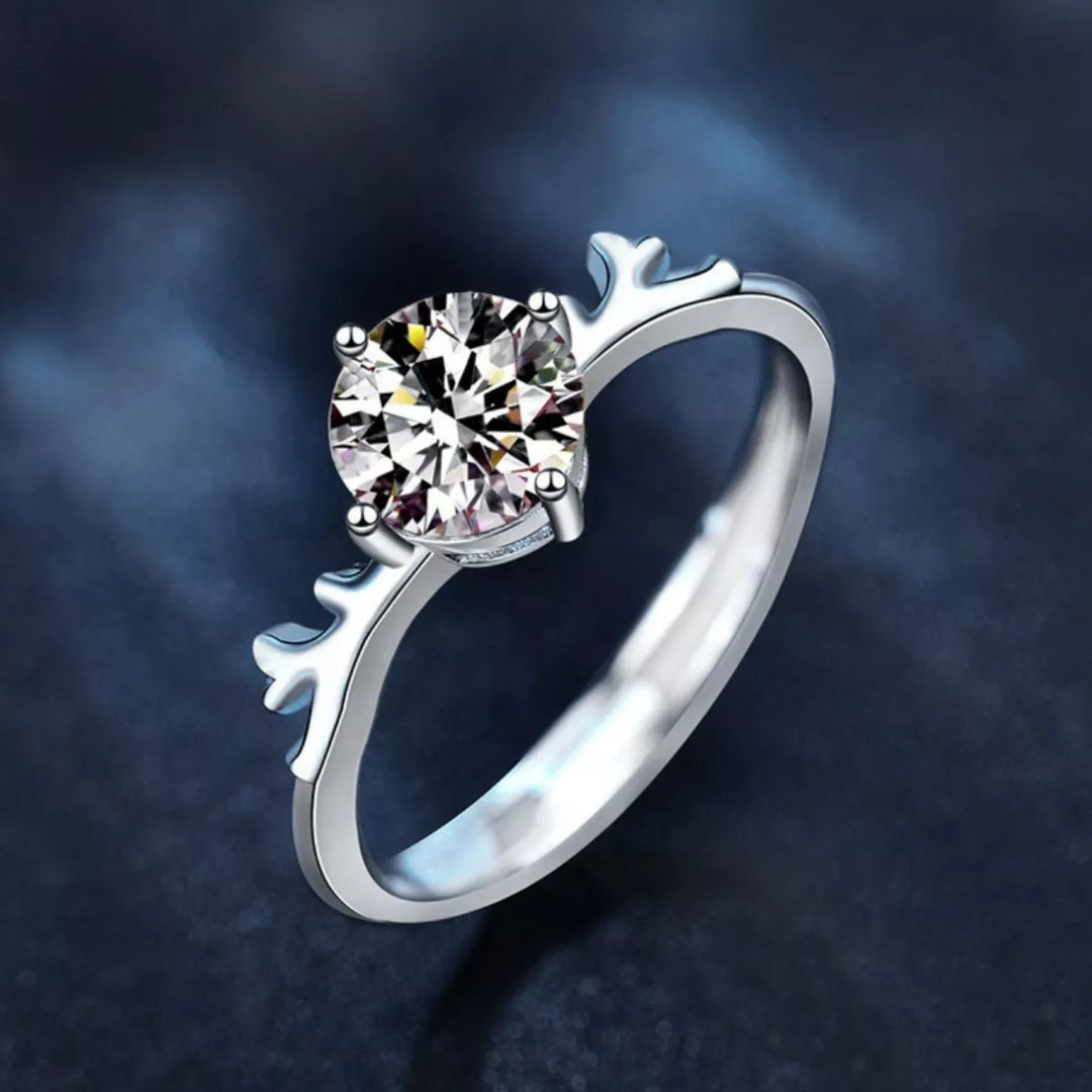 1 Carat 925 Sterling Silver Deer Antler Ring