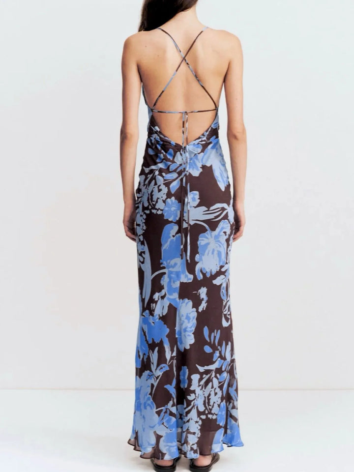 Floral Print Spaghetti Strap Maxi Dress