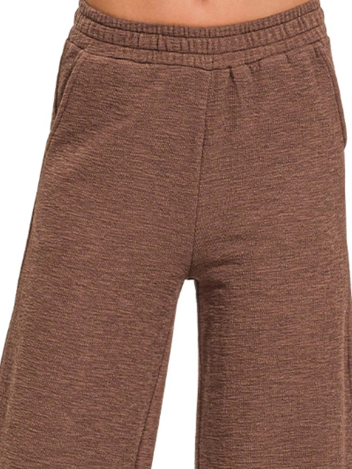 Zenana Cotton Slub Wide Leg Pants