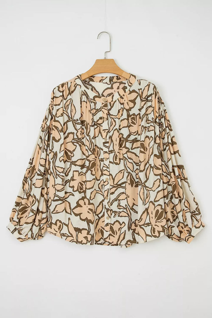 Floral Print Button-Down Long Sleeve Shirt