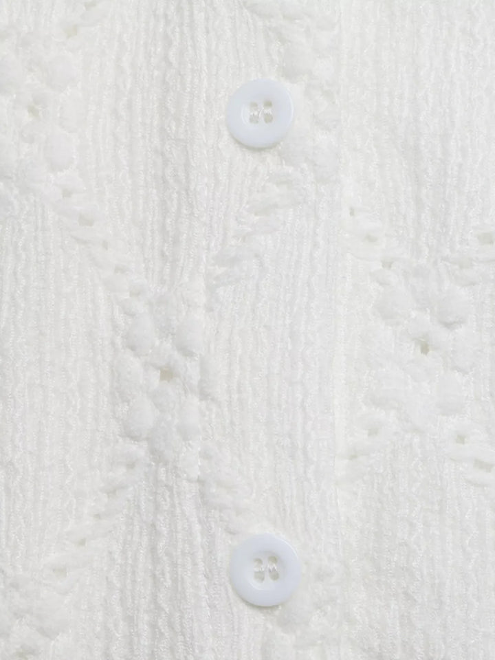Lace Detail Ruffle Sleeve Button Up Shirt