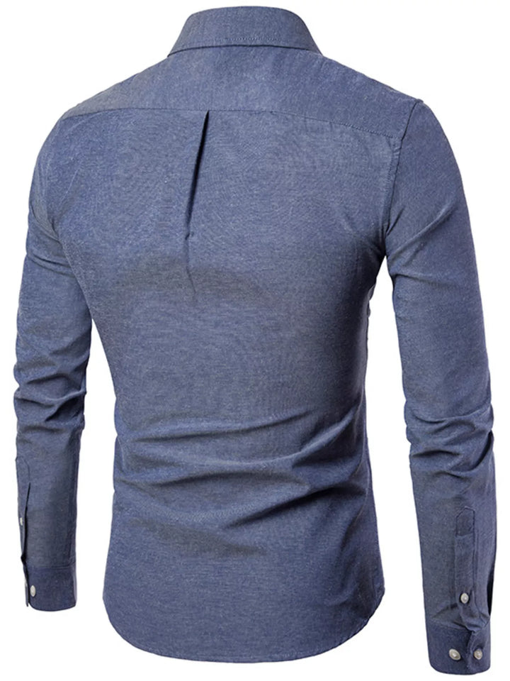 Men's Plus Size Slim Fit Long Sleeve Button-Down Shirt