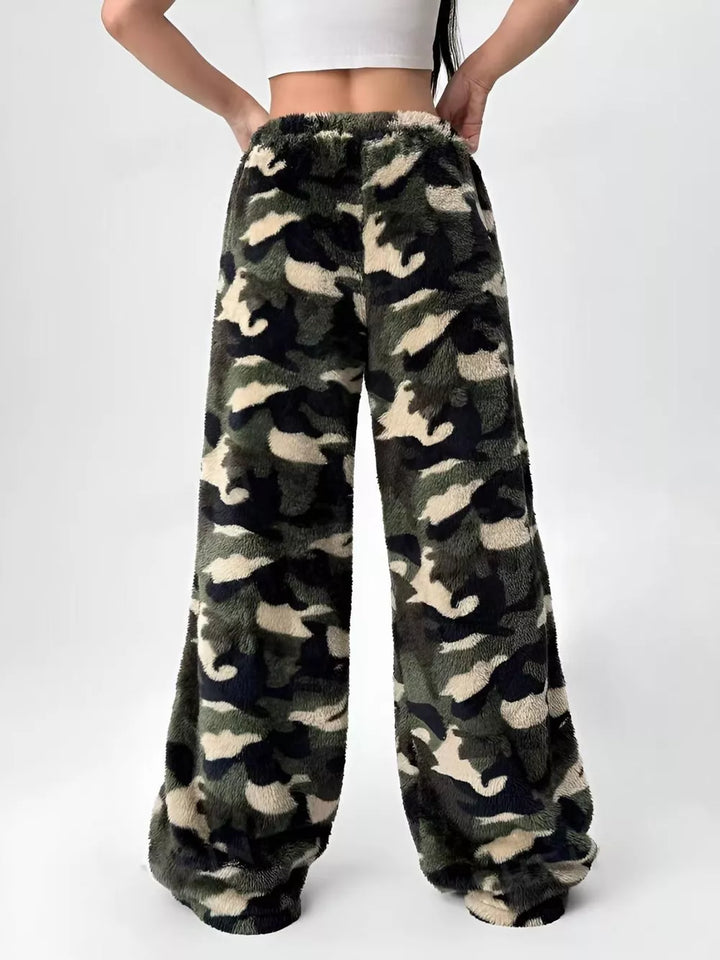 Leopard Wide Leg Plush Pants