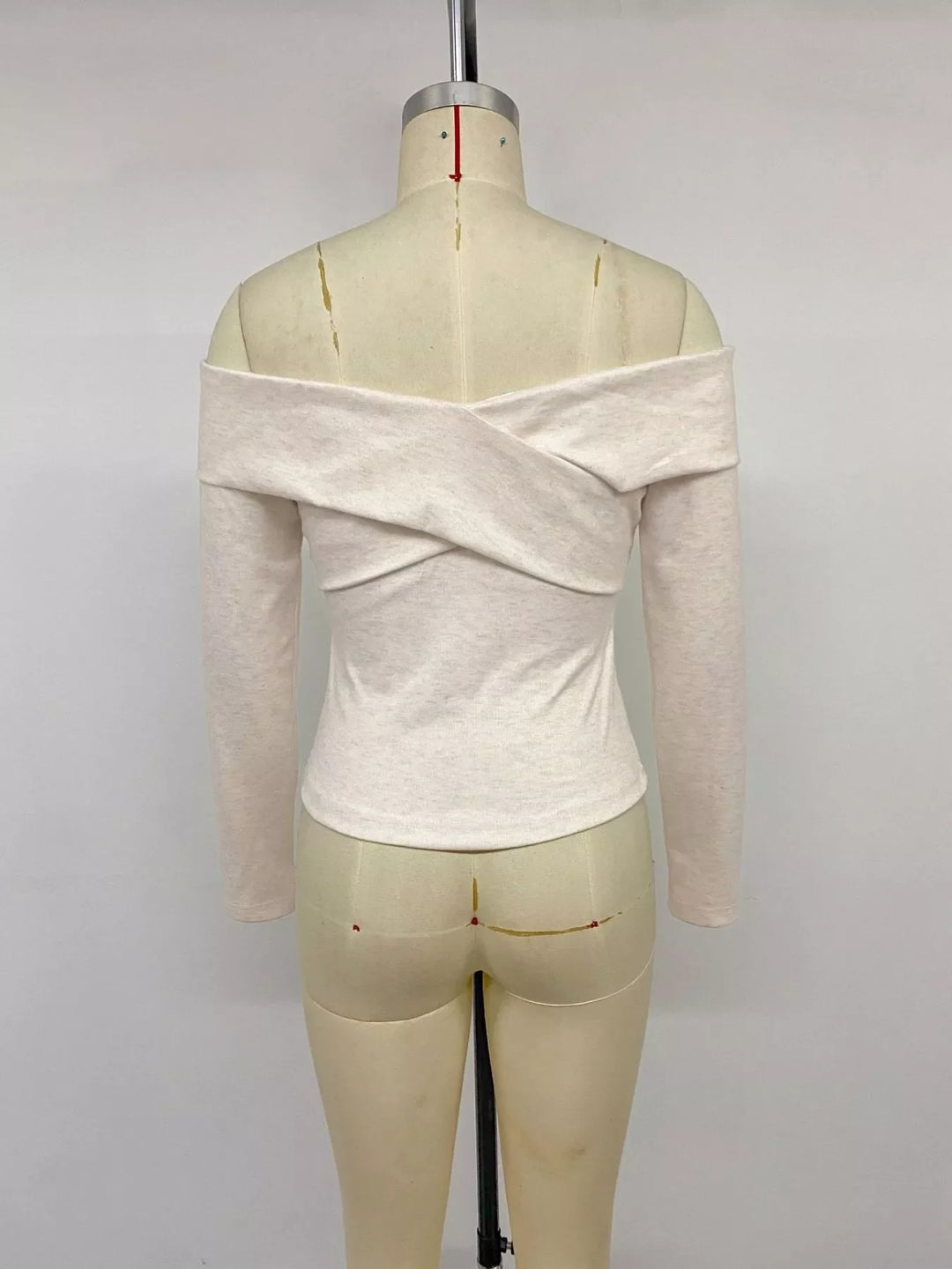 Crisscross Off-Shoulder Long Sleeve Top