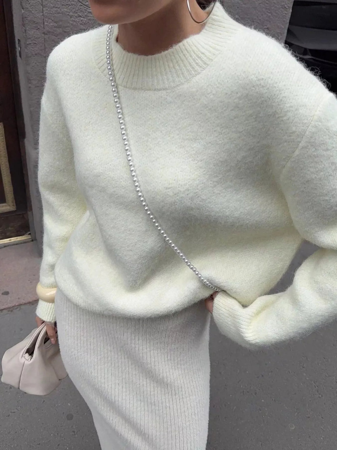 Round Neck Dropped Shoulder Sweater