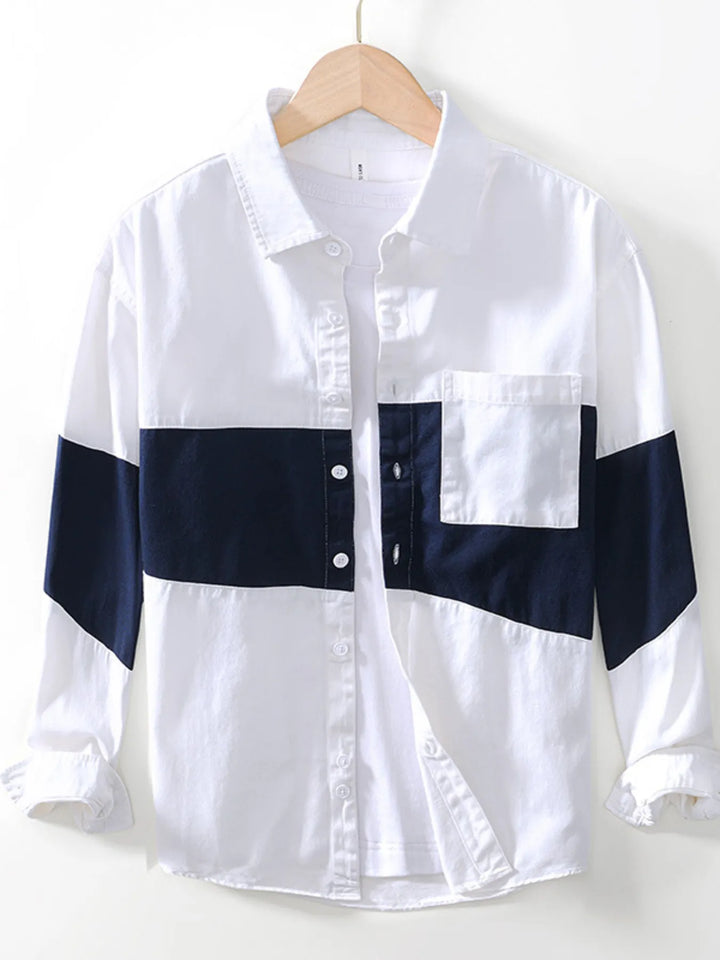 Men's Plus Size Color Block Button Up Shirt