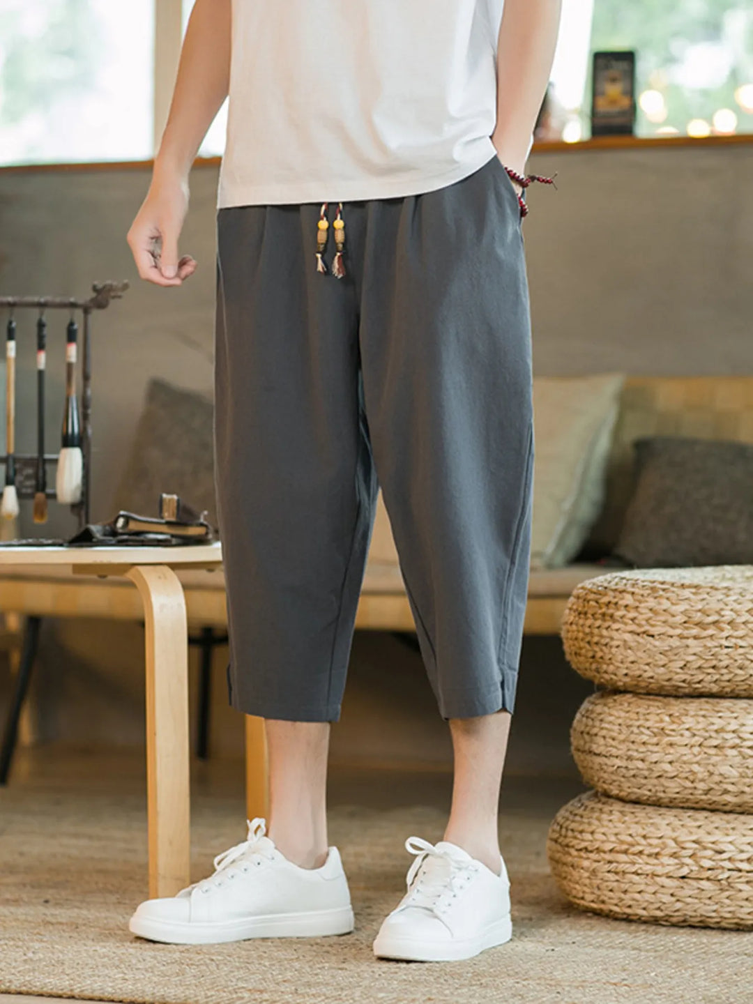 Men's Plus Size Casual Loose Fit Cropped Pants