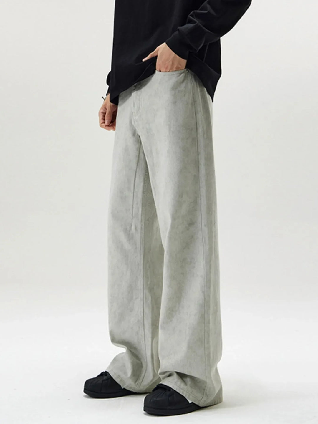 Men's Full Size Washed Wide Leg Pants Plus Size