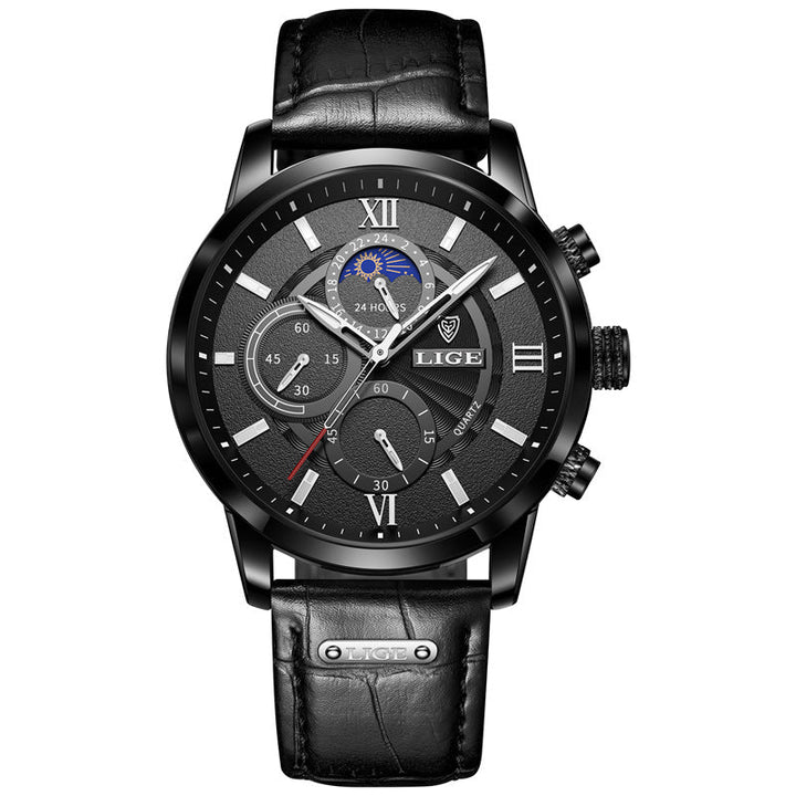 Mens High-end Quartz Watch Multifunction Chronograph Luminous And Water-resistant Wristwatch