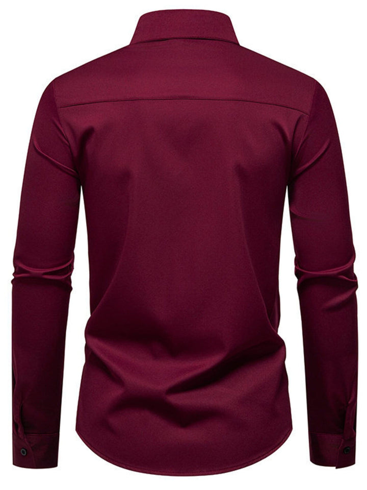 Men's Slim Fit Ruched Long Sleeve Shirt