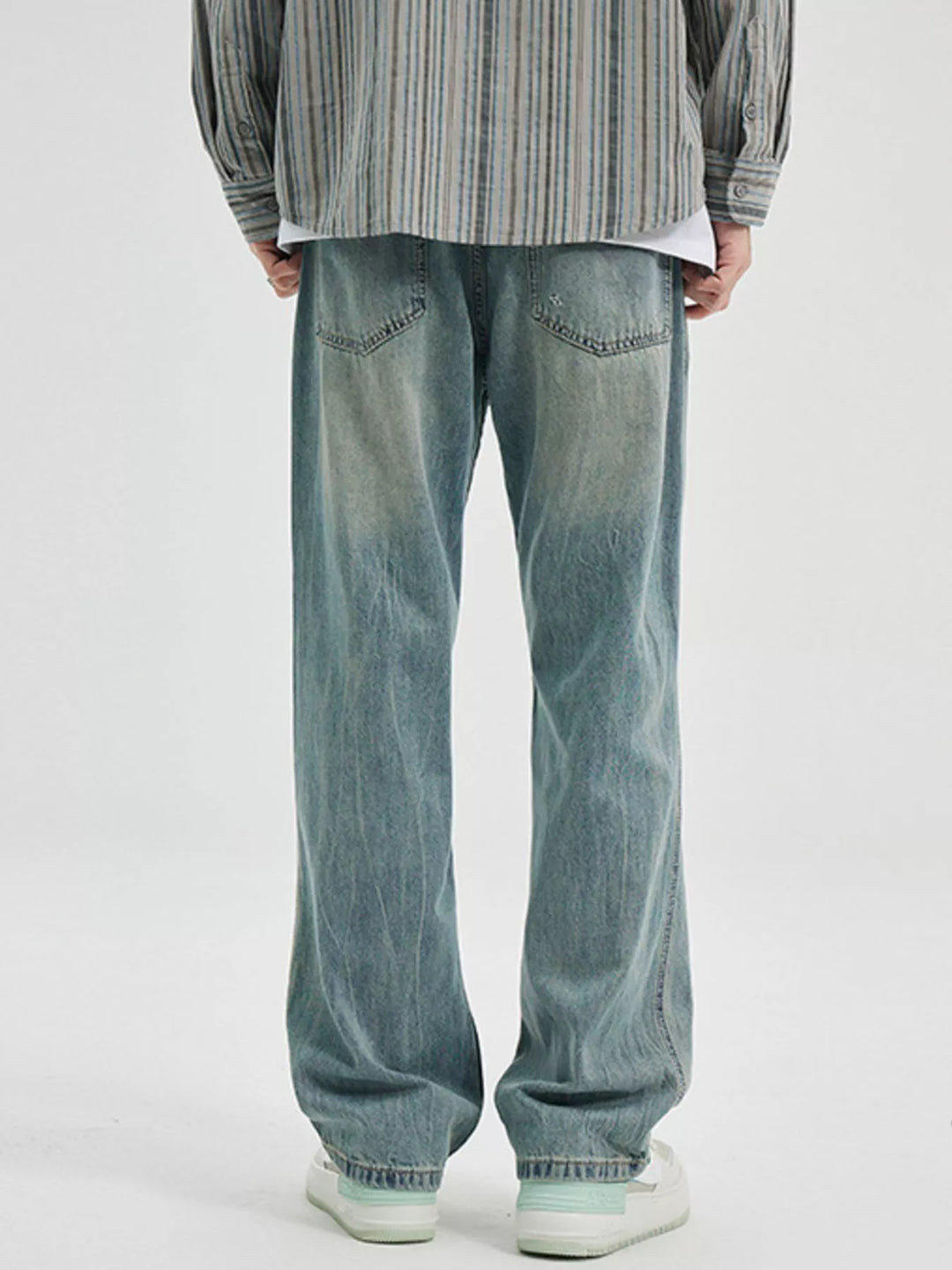 Men's Washed Wide Leg Jeans