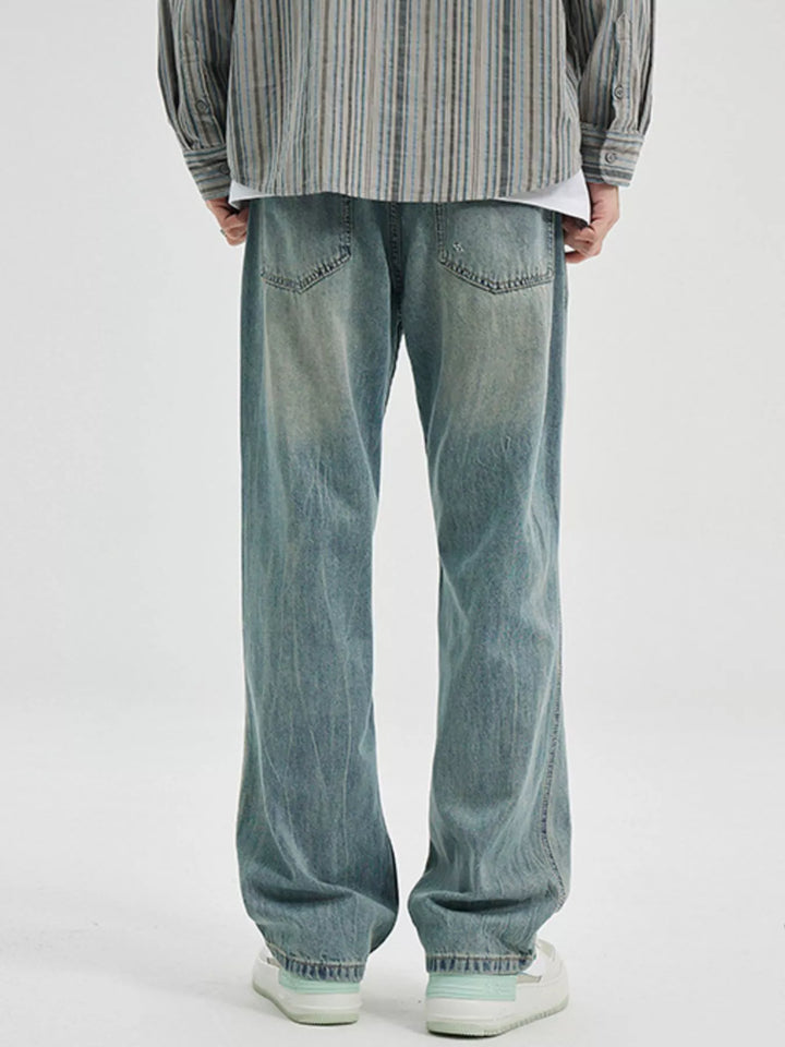 Men's Washed Wide Leg Jeans