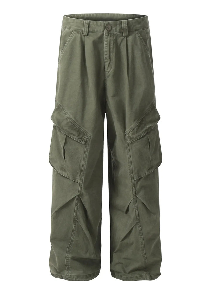 Men's Wide Leg Cargo Pants with Multi Pockets