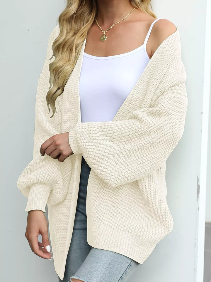 Full Size Chunky Knit Open Front Cardigan Plus Size