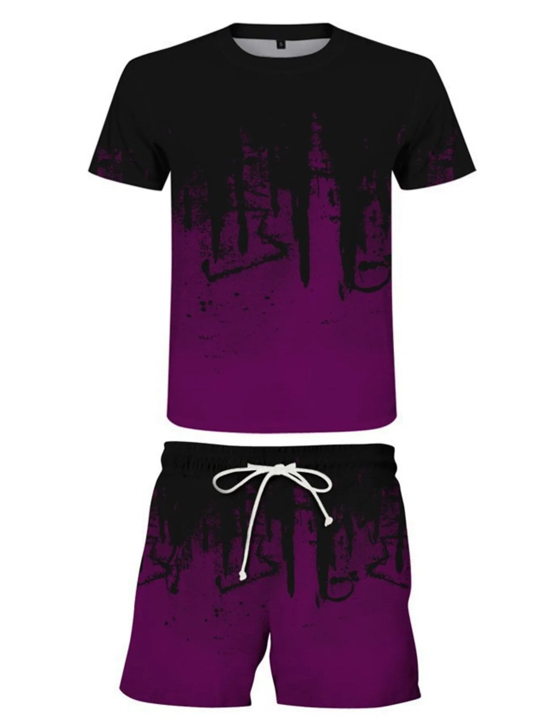 Men's Full Size Printed Short Sleeve Tee and Shorts Set Plus Size