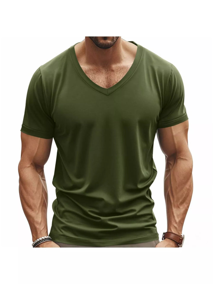 Men's Full Size Slim Fit V-Neck Basic T-Shirt Plus Size
