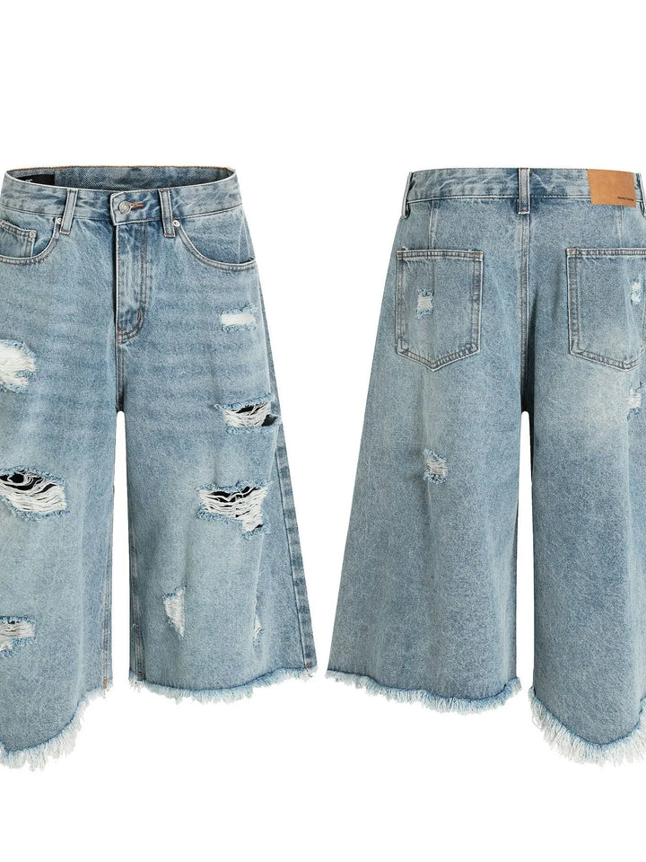 Men's Oversized Distressed Demin Shorts