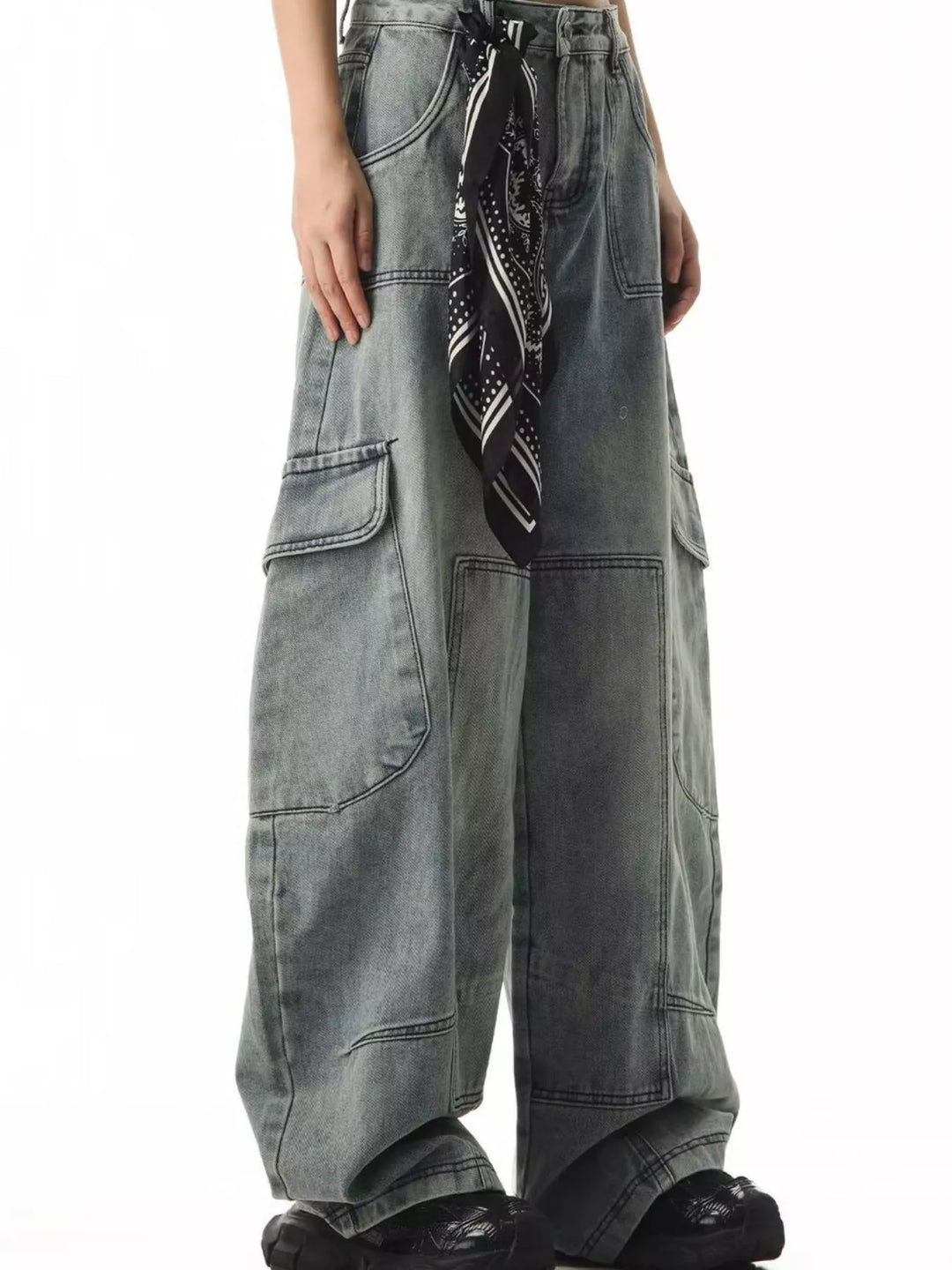 Men's Full Size Loose Fit Cargo Jeans Plus Size