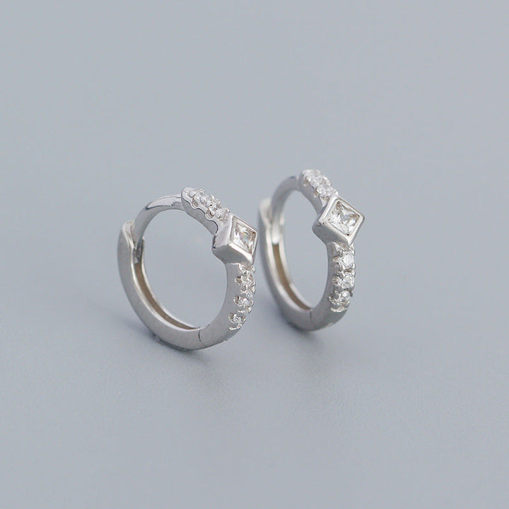 925 Sterling Silver Instagram-style High-end Diamond-studded Hoop Earrings