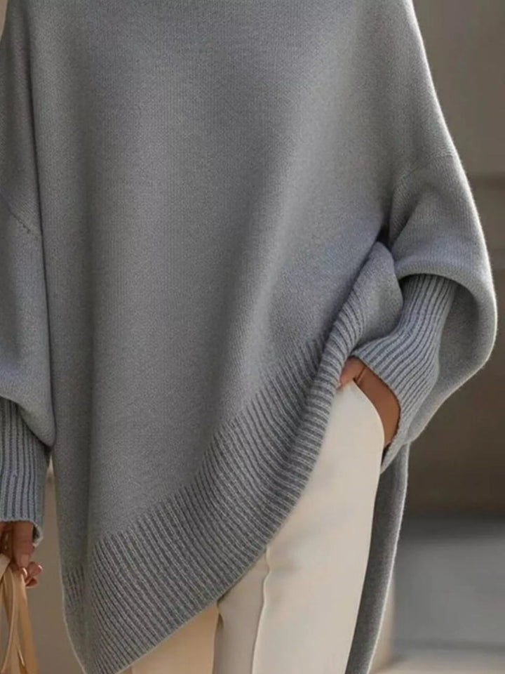 Ribbed Batwing Sleeve Oversized Sweater