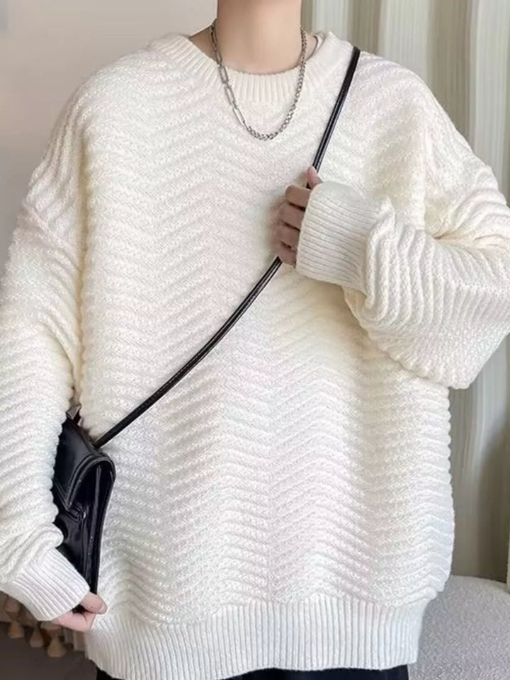 Men's Textured Knit Oversized Sweater