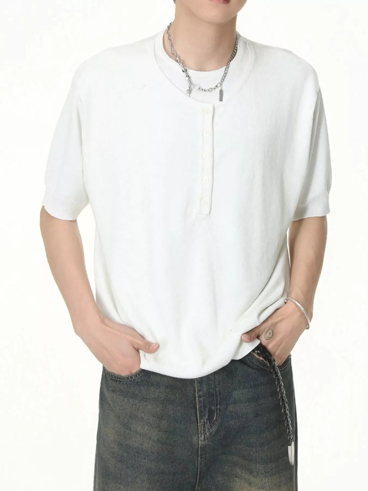 Men's Henley T-Shirt with Button Detail